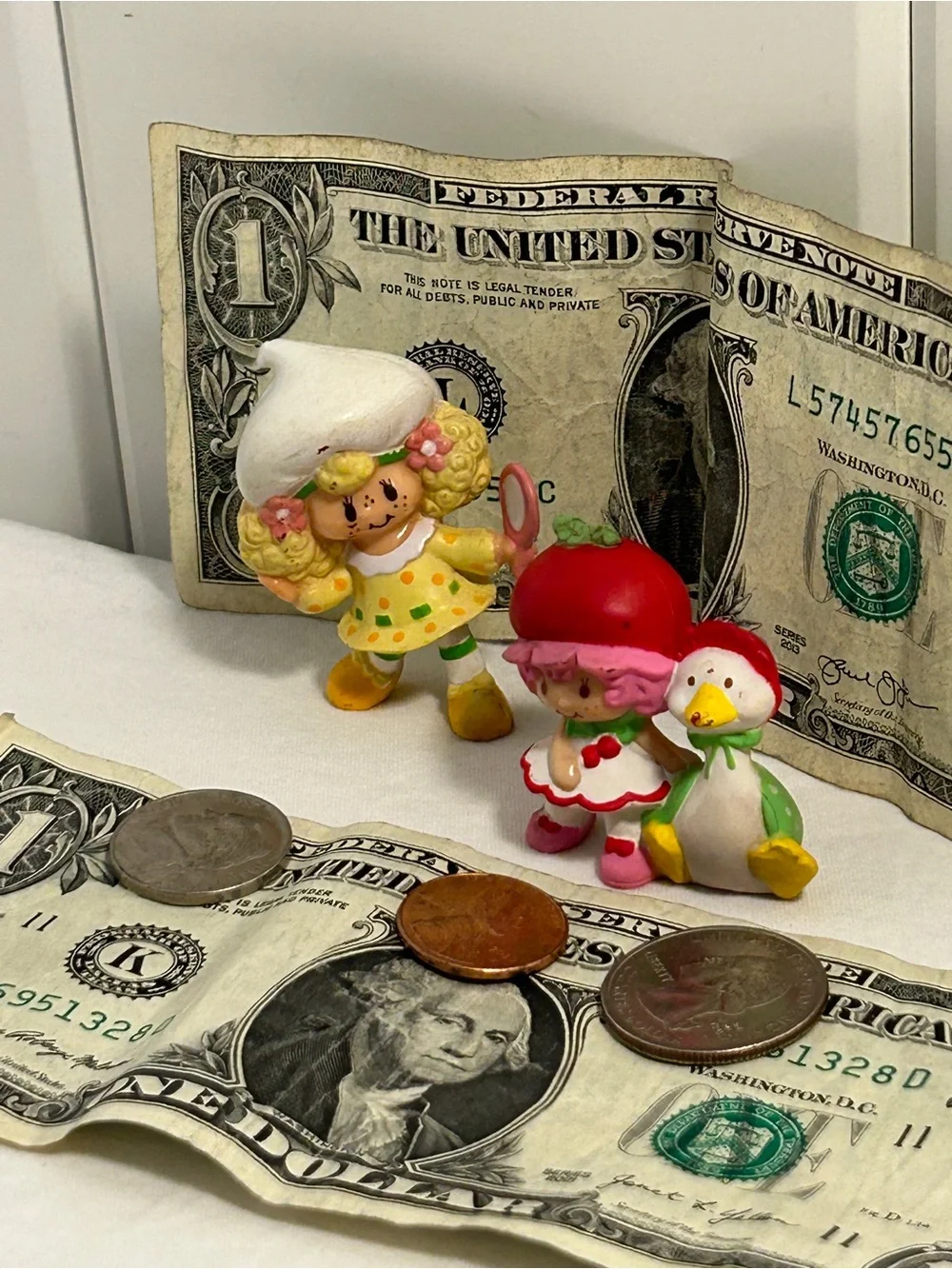 Vintage 1980s Strawberry Shortcake miniatures Lemon Meringue Cherry Cuddler SET